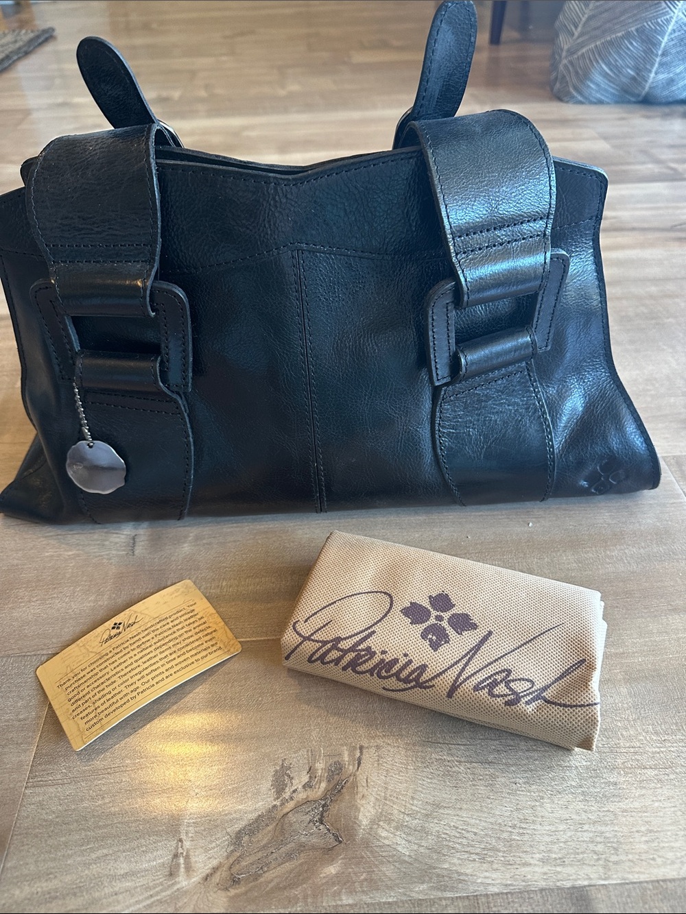 Patricia Nash Black Leather Buckle Satchel - Picture 11 of 13